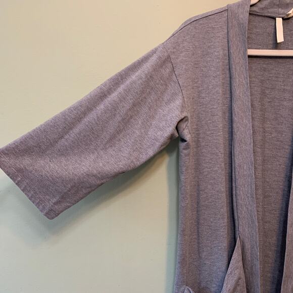 Purejill Sweater S Gray Modal Stretch Open Front Cardigan 3/4 Sleeve Pocket - Picture 5 of 10